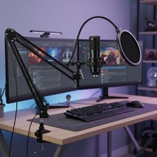 Versatile USB Microphone Kit with Scissor Arm Ideal for Streaming Meetings
