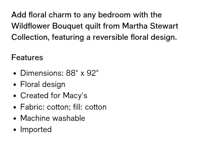 Martha Stewart "Ramo de flores silvestres" Juego de 3 edredones Queen y fundas, algodón, nuevo sin etiquetas Foto 3 de 4