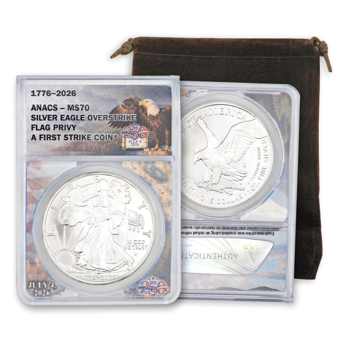 American Eagle MS 70 Graded Business ANACS Certified Silver
