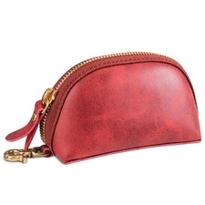 Coin Purse for women men,Genuine Leather Wallet Coin Pouch with Zipper Coin B...