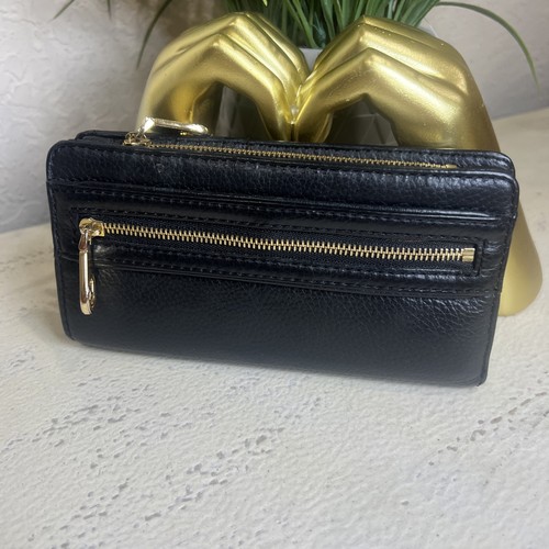 Set-Michael Kors Large Black Leather Hudson Satchel Tote Purse And Black Wallet - Picture 19 of 24