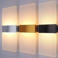 Modern LED Indoor Wall Sconce Elegant Up/Down Light Fixture Black/Silver/Gold