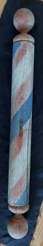 HISTORICAL EARLY AMERICAN ANTIQUE 19TH CENTURY FOLK ART WOOD PAINTED BARBER POLE