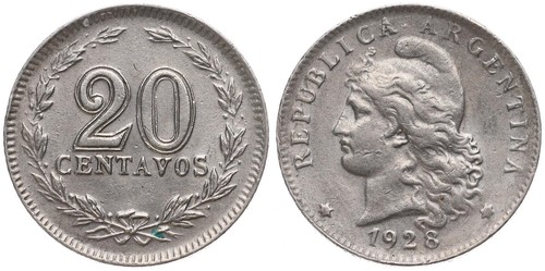 Argentina - Argentina 20 Centavos 1896-1961 Libertad - Various Years - Picture 25 of 55