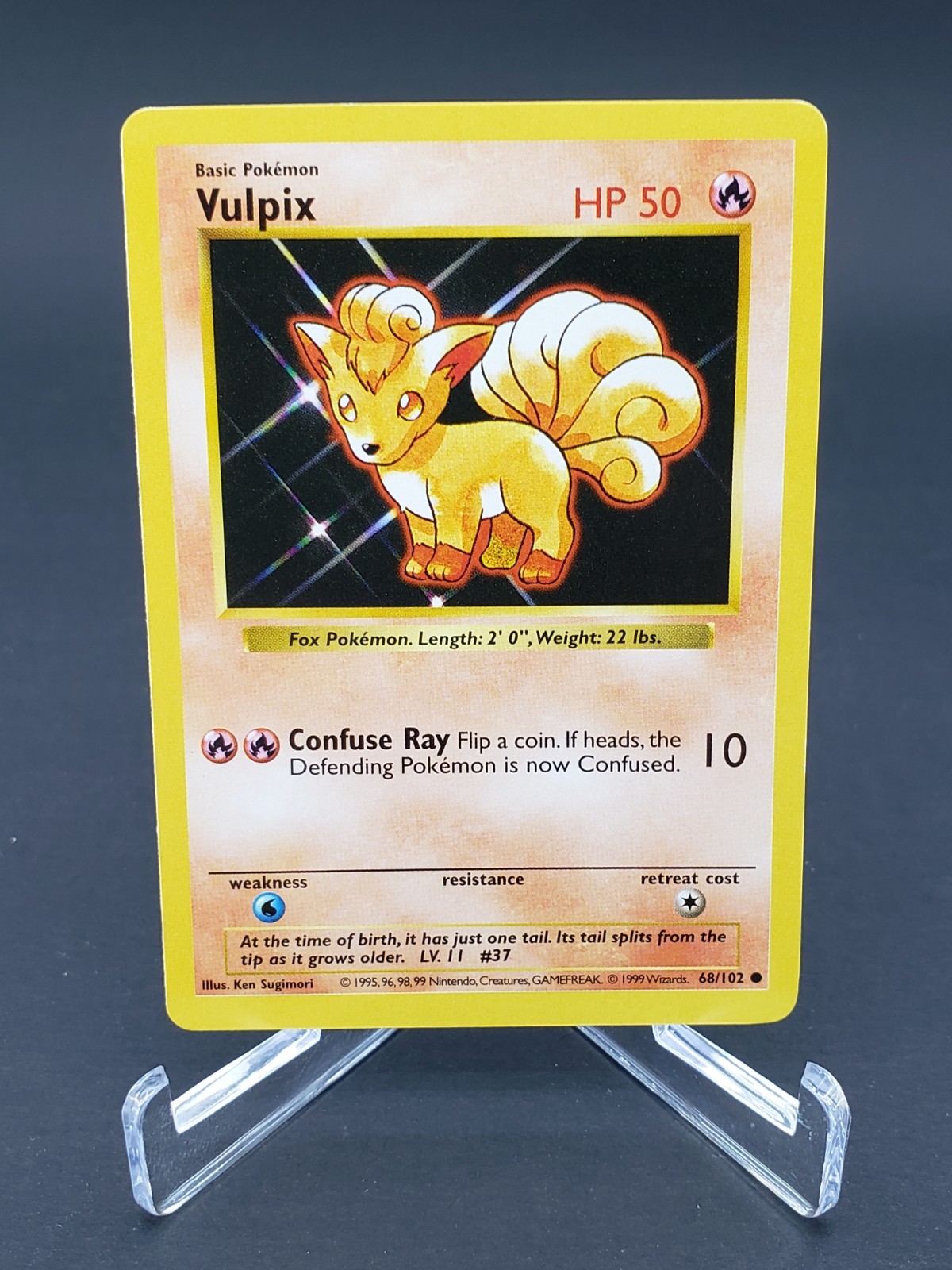 Shadowless Vulpix Base Set 68/102 NM MINT Pokemon WOTC Vintage Holo 1999