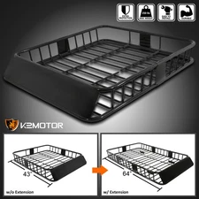 Roof Rack Fits 64" Extendable Steel Luggage Cargo Carrier Top Basket SUV Truck