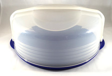 Tupperware Lacquer Blue Bake 'N Take Pie or Cupcake Taker