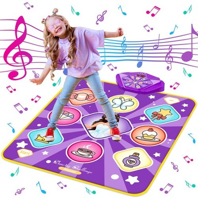 Kusntin Dance Mat, Dance Mixer Rhythm Step Play Mat, Pink Dance Pad with LED ...