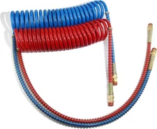 15Ft Coiled Air Brake Hoses Assembly for 15' Length x 40 Tractor Lead 