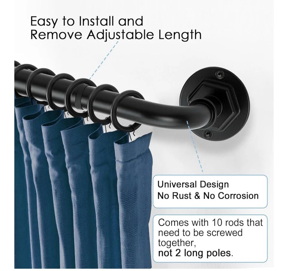 Byondeth Curtain Rod — регулируемая обертка затемнения (черная) - Изображение 2 из 4