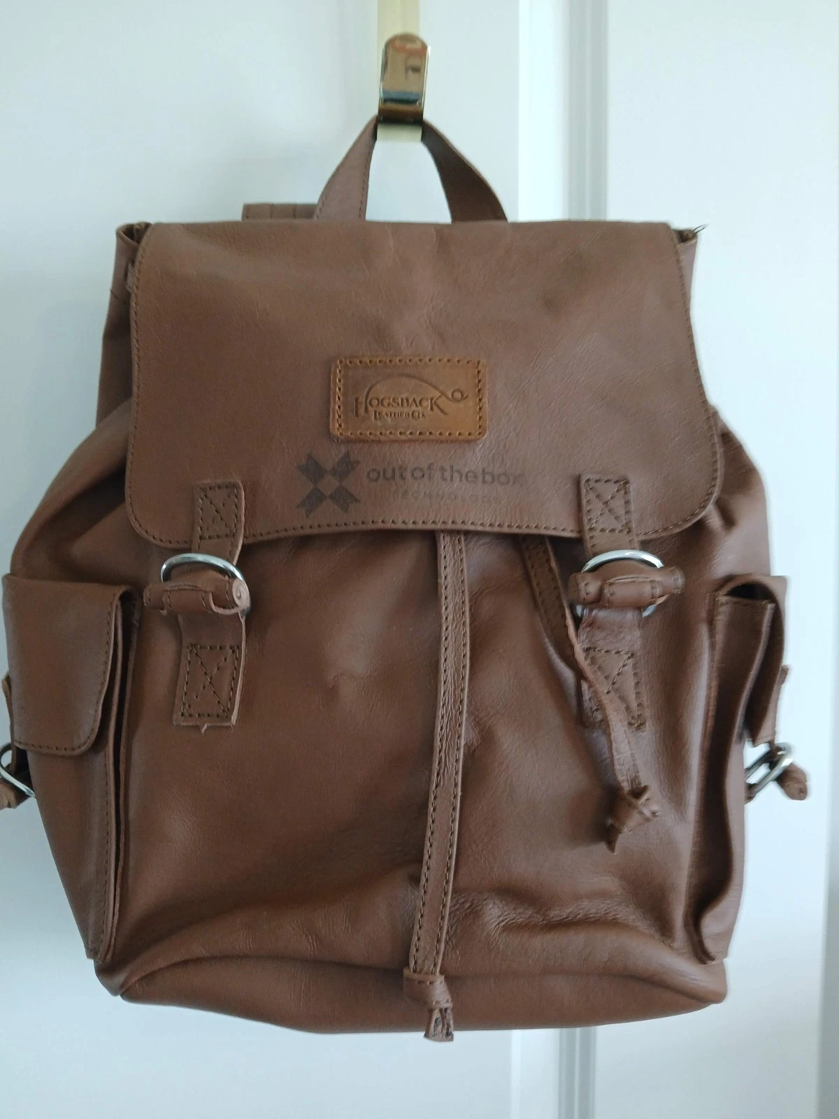 UNISEX HOGSBACK LEATHER Co. BACKPACK BROWN LEATHER DRAWSTRING NEW NO TAGS