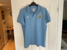 Manchester City blue 100% cotton Umbro Polo Shirt. UK men's size LARGE Vgc