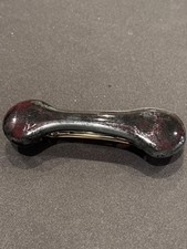 Artisan Created Fused Art Glass Black Barrette Large French Clip