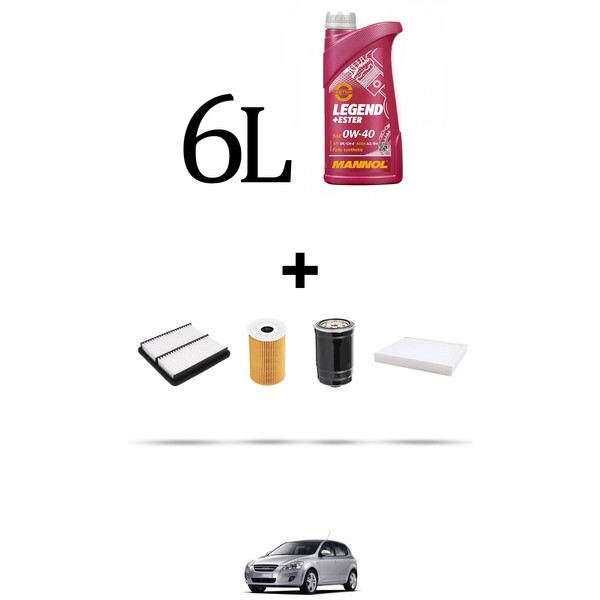 Hoffcar Servicekit 4 Filter Und 6L ÖL FüR Kia Cee D (Ed) 1.6 Crdi 85Kw Ab 20-image