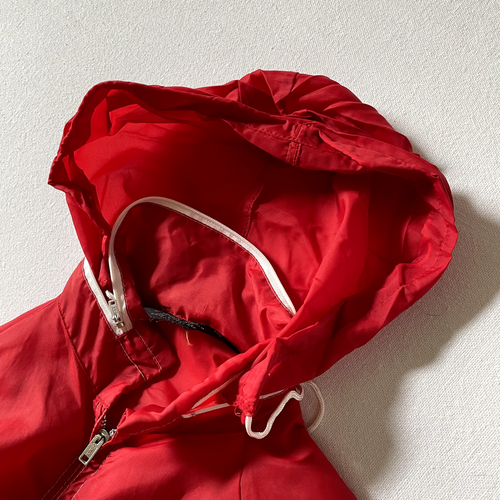 Vintage Sears Jacket Mens Large Red Nylon Windbreaker Rain Hooded Preppy 70s - Picture 14 of 14