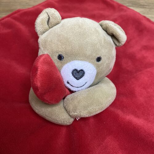 Carters Child of Mine Red Bear Lovey Security Blanket Rattle For Keeps Satin - Picture 3 of 15