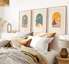 Abstract Aesthetic Boho Contemporary Modern Sun And Moon Landscape Wall Painting