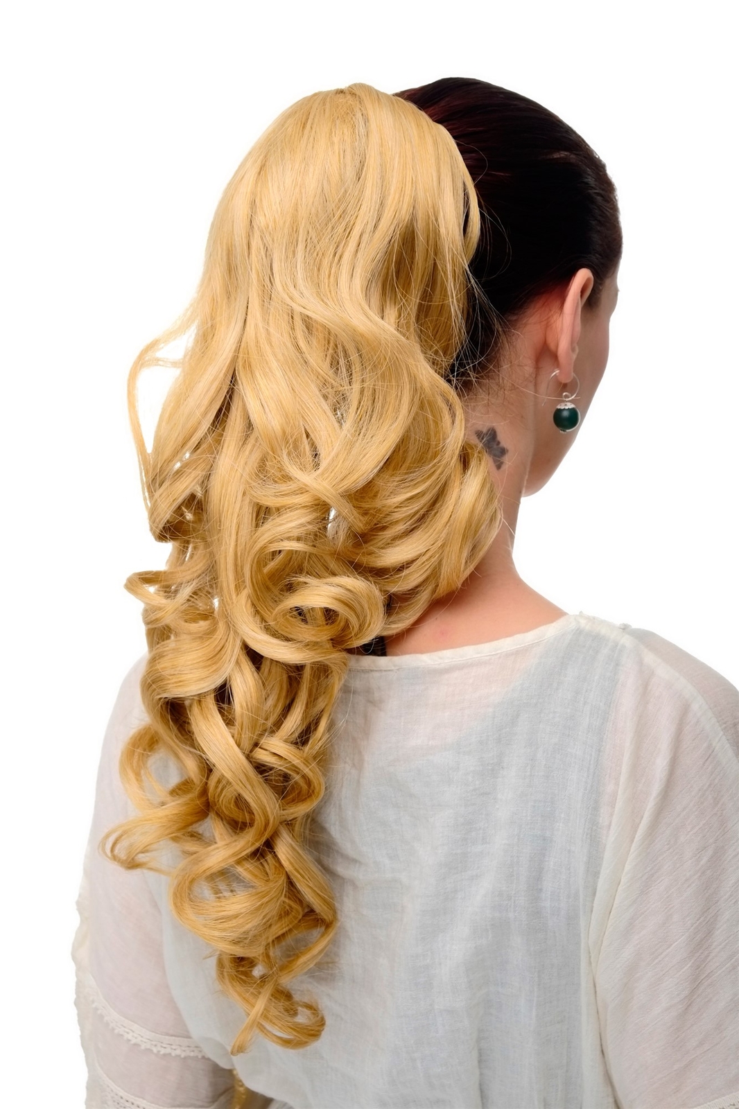 Subtle Elegant Curly Blonde Very Long Ponytail Approximately 50