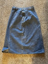 Vintage 80s Acid Wash Denim Pencil Skirt High Waist Retro Size 13 A Line USA EUC