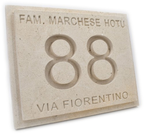 NUMERO CIVICO personalizzato inciso con nome della Via in Pietra Leccese 20X16 - Foto 11 di 15