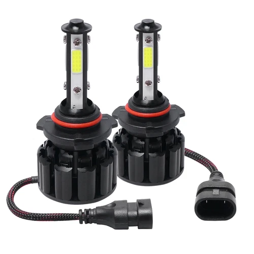 4-Side 9005 9006 LED Headlight Fog Light Kit 6000K High Low Beam Bulbs White - Picture 9 of 13