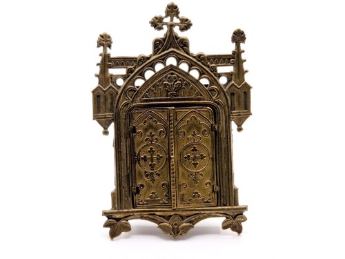 religiöse antiker Vermeil-Triptychon-Kapelle - Reise Ikone - Alter - Bild 2 von 12