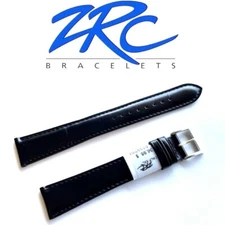 20mm XXL ZRC 5039701 CALF LEATHER WATCH BAND BLACK SEMI-GLOSS ROCHET STRAP