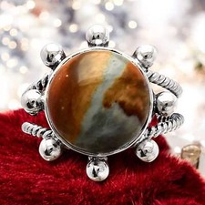 Polychrome Jasper Solid 925 Sterling Silver Ring 8