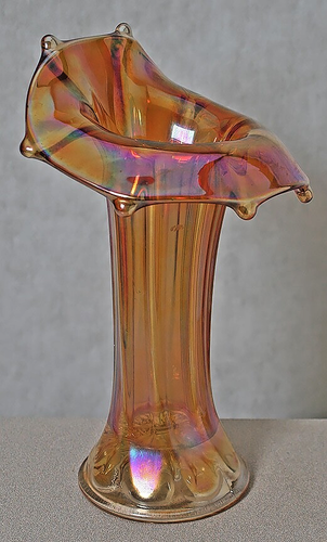 Vintage Imperiale Calendula Iridescente Carnevale Vetro Jack Nel Vaso Pulpito - Foto 9 di 22