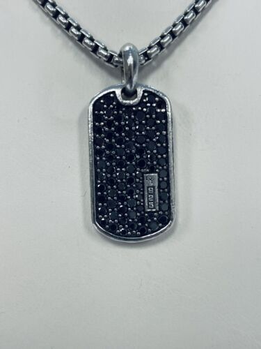 David Yurman 1.50ct Pave Round Black Diamond Streamline 925 Pendant With Chain - Picture 2 of 3