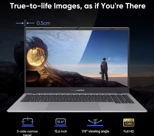 15.6" Windows 11 Pro Laptop 12GB RAM 512GB NVMe SSD Light and Thin Notebook - Picture 5 of 9