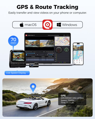 V620 4K+1080P Dual Dash Cam ADAS WiFi 6 GPS Cars Recorder Parking Mode Free 64GB - Picture 4 of 11