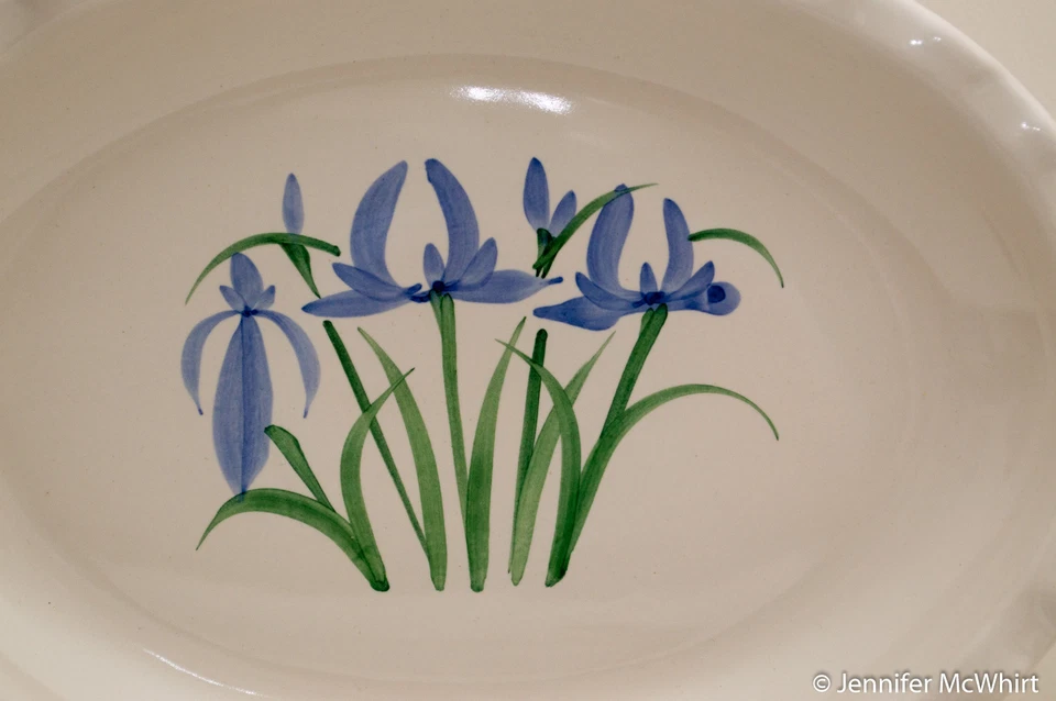 Made-in-the-USA Stoneware Serving Platter with Iris Design by Clay in Motion - Image 2 of 2