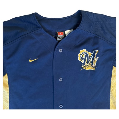 Maglia da baseball Nike Milwaukee Brewers ragazzo blu navy taglia XL - Foto 2 di 10