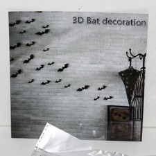 3D Bat Decoration 12 pc different sizes set wall sticker black Halloween decor