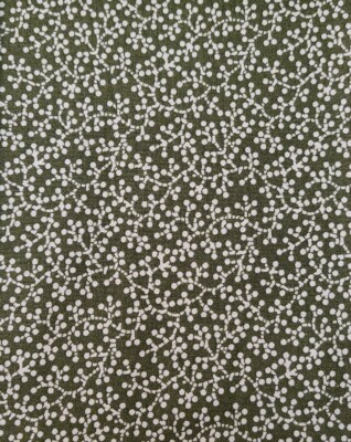 1yd x 42'' 100% cotton, White Vines on Dark Green Background