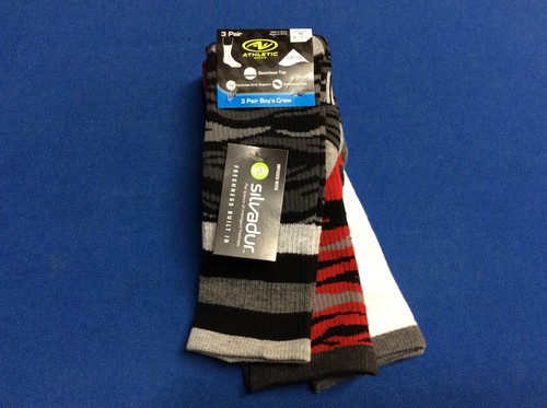 Boy's crew socks (Athletic Works) available in various sizes and colors, 3 pair - Picture 27 of 30