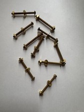 BRASS ROUND HEAD SLOTTED MACHINE SCREWS. 8/32 x 1 3/4  W/F.W  NUTS. 10 PCS. NEW