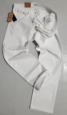 POLO RALPH LAUREN HAMPTON RELAXED STRAIGHT FIT ZIP-FLY MENS WHITE JEANS:NWT