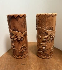 Two Universal Studios Hollywood Jurassic Park World Velociraptor Tiki Mugs!