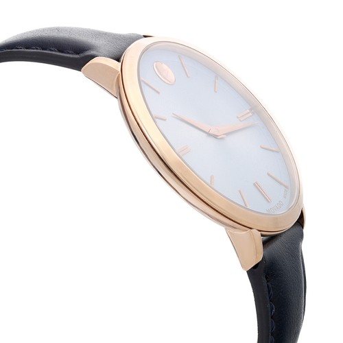 Movado Ultra Slim 35mm Steel Gold Tone Pastel Blue Dial Ladies Watch 0607402 - Picture 4 of 5