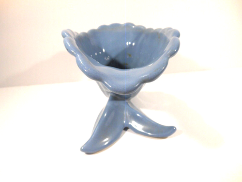 VINTAGE ABINGDON POWDER BLUE POTTERY CORNUCOPIA VASE PLANTER #474 Lovely! - Picture 4 of 7