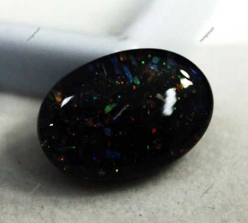 16 Ct Natural Australian Fire Opal Oval Doublet Black Shine Gemstone Certified - Picture 3 of 5