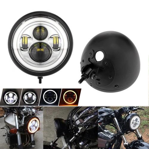 7" LED Headlight + Housing Bracket For Kawasaki Vulcan VN 500 750 900 1500 1600 - Picture 3 of 12