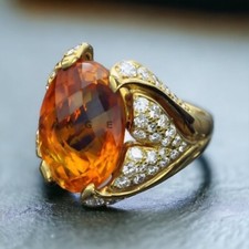 Citrine With 14K Solid Yellow Gold Ring For Men's AL515