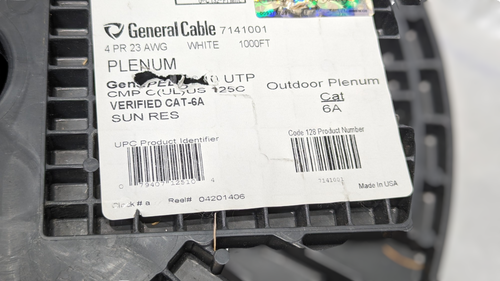 General Cable GenSPEED® 10 UTP, Cat 6A, 4/23 AWG Outdoor Plenum, White - 1000Ft - Picture 2 of 2