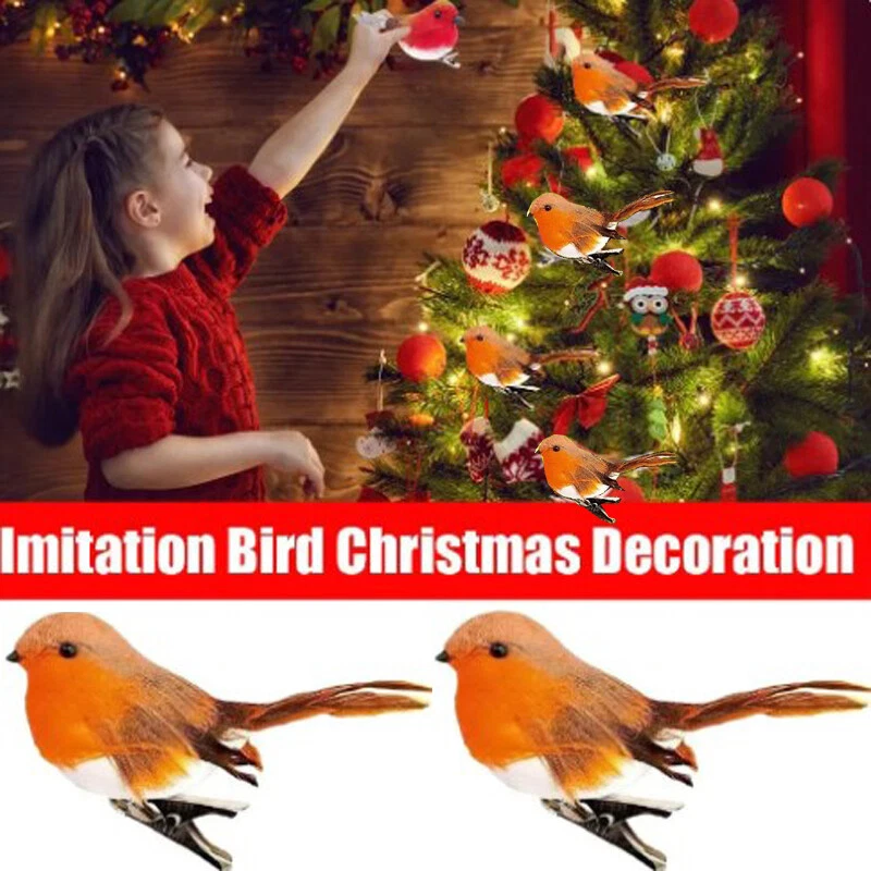 1/6/12x Clip On Christmas Robins Cute Festive Xmas Tree Bird Decoration Ornament - Image 4 of 4