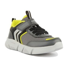 Image of Geox Aril Boy Kids Single Strap Casual Mesh Trainers In Grey Size UK 1 - 13