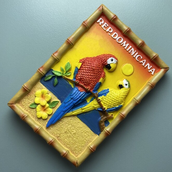 Aruba 3D Macaw Parrot Refrigerator Magnet - Resin Travel Souvenir Collection