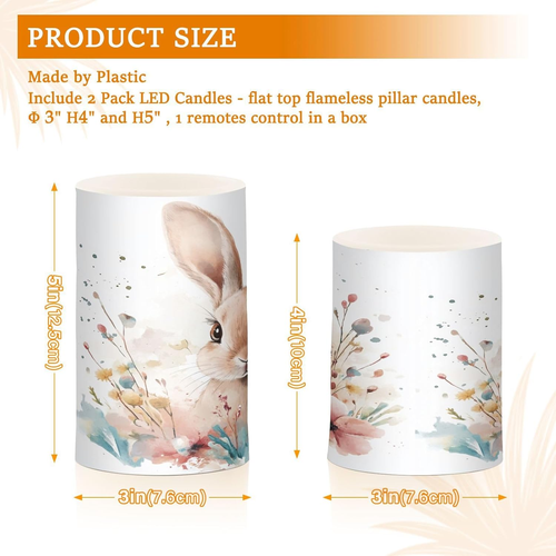 Rabbit Flower Bunny Flameless Candles Flickering LED Candles with Remote Timer B - Picture 6 of 12